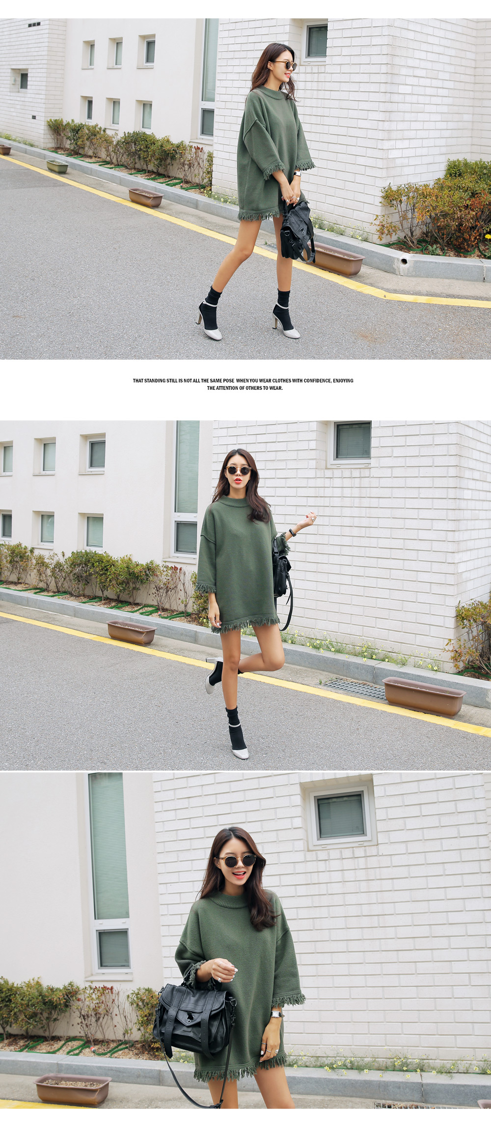 <font color=red><b>**雑誌AneCan2月号/mer1月号/S Cawaii!2月号掲載**</b></font>フリンジポイントルーズフィットニットワンピース・全5色 | DHOLIC | 詳細画像6