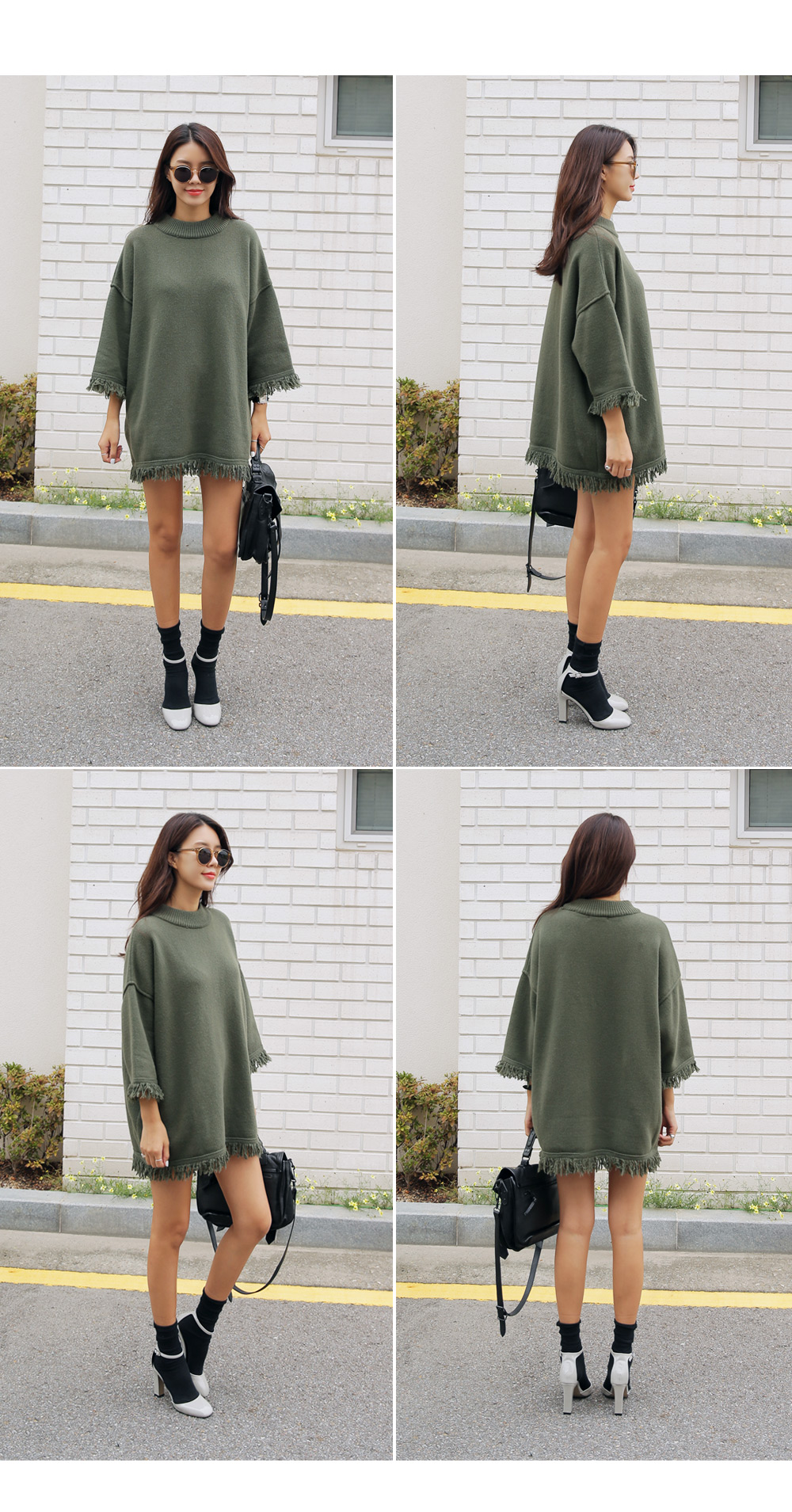 <font color=red><b>**雑誌AneCan2月号/mer1月号/S Cawaii!2月号掲載**</b></font>フリンジポイントルーズフィットニットワンピース・全5色 | DHOLIC | 詳細画像9