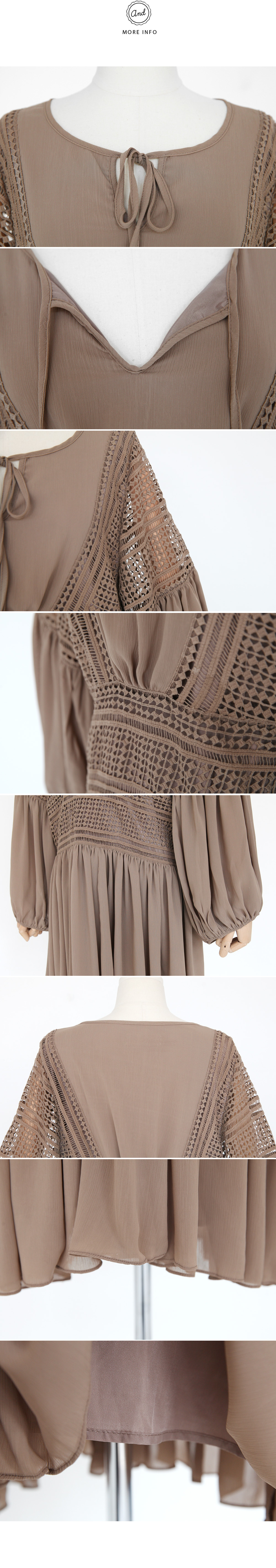 バルーンスリーブレースポイントヘムシフォンワンピース・全2色 | DHOLIC | 詳細画像11