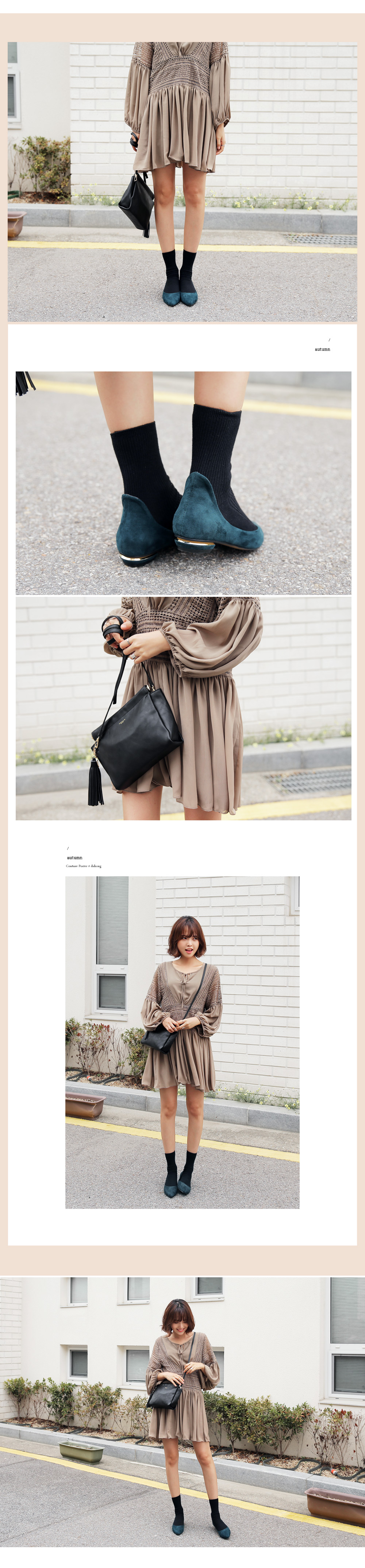 バルーンスリーブレースポイントヘムシフォンワンピース・全2色 | DHOLIC | 詳細画像6