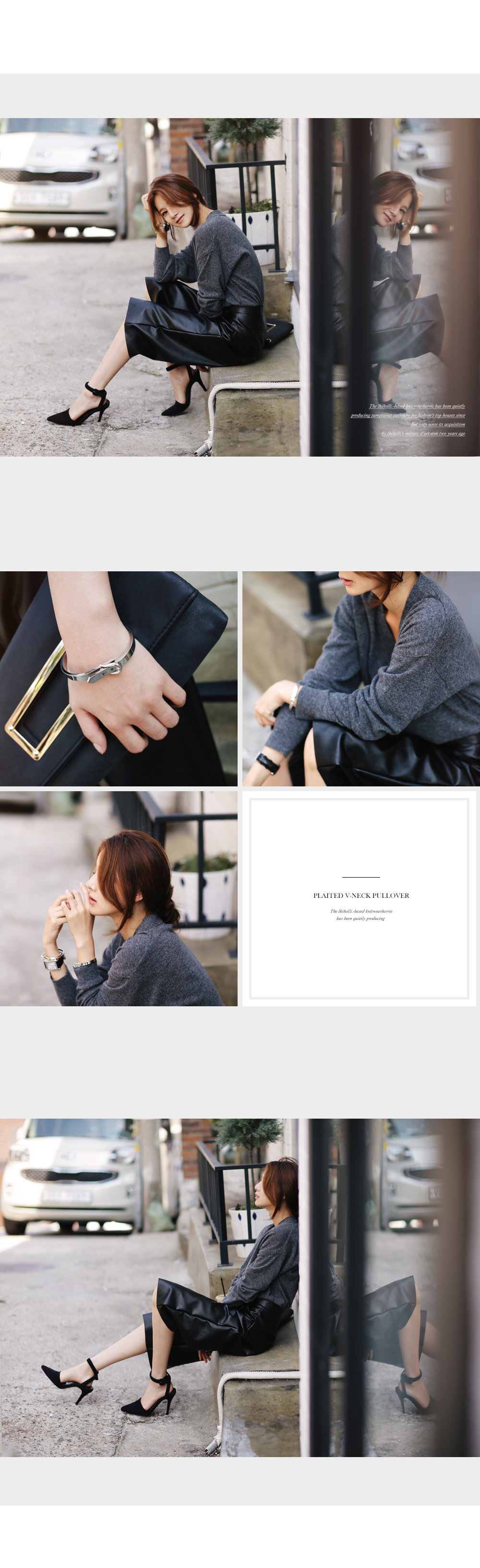 エンボスラインポイントVネックゆったりニット・全4色 | DHOLIC PLUS | 詳細画像3