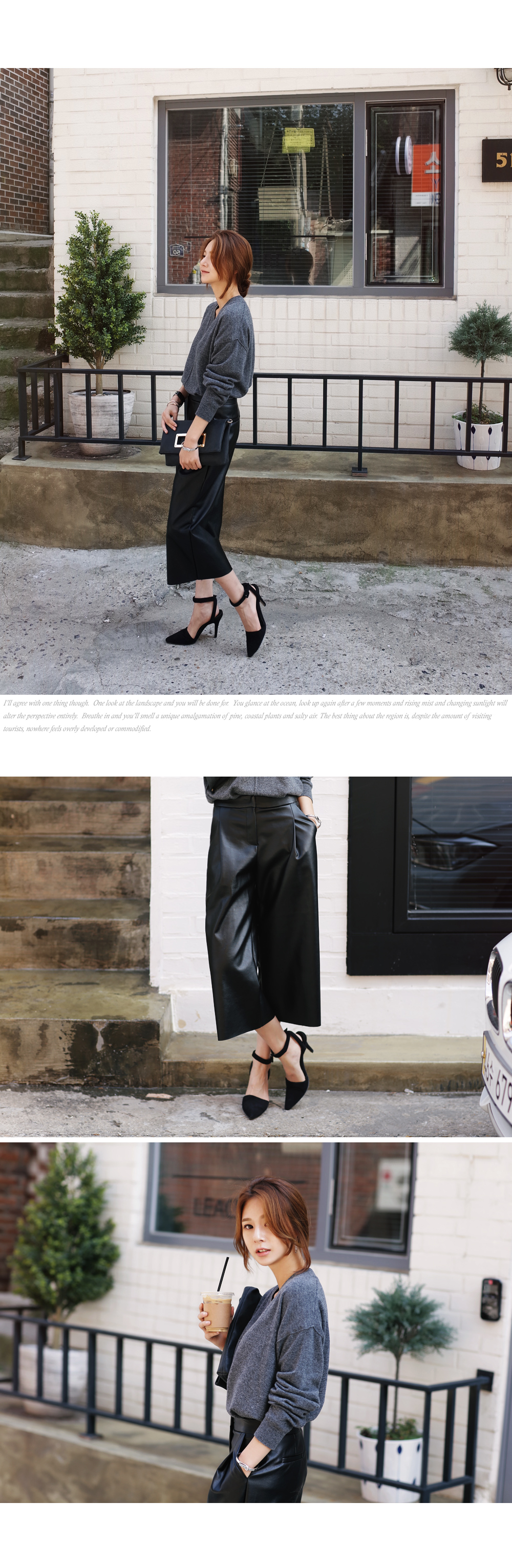 エンボスラインポイントVネックゆったりニット・全4色 | DHOLIC PLUS | 詳細画像4