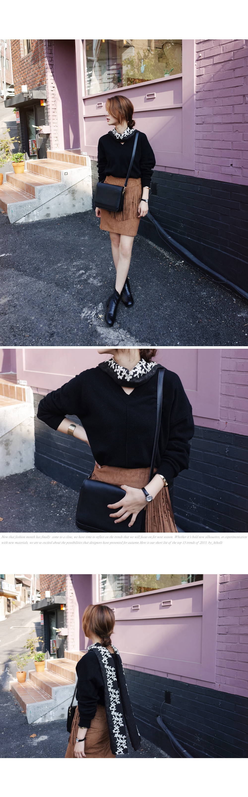 エンボスラインポイントVネックゆったりニット・全4色 | DHOLIC PLUS | 詳細画像7