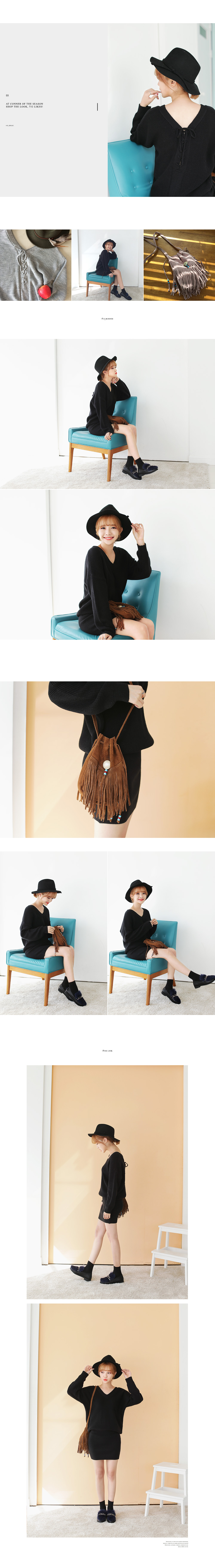 バックレースアップポイントVネックニットワンピース・全3色 | DHOLIC | 詳細画像2