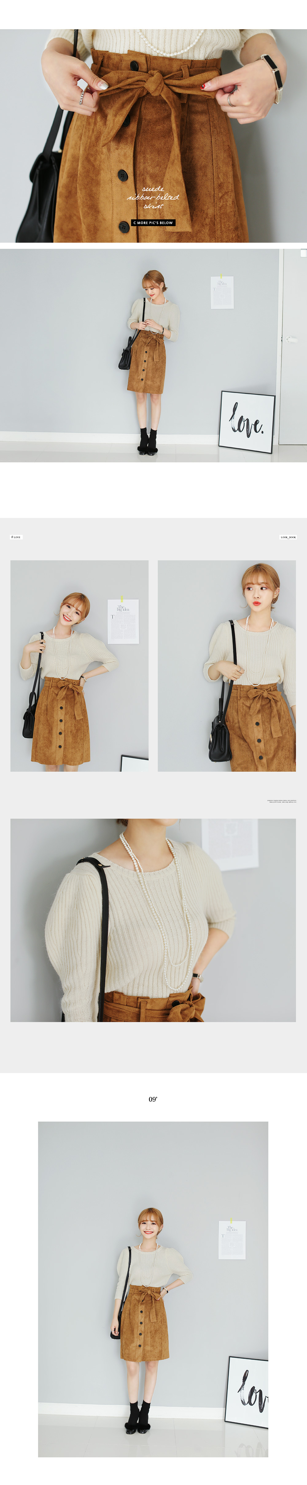 ベルトストラップ付きフロントボタンハイウエストスカート・全3色 | DHOLIC | 詳細画像2