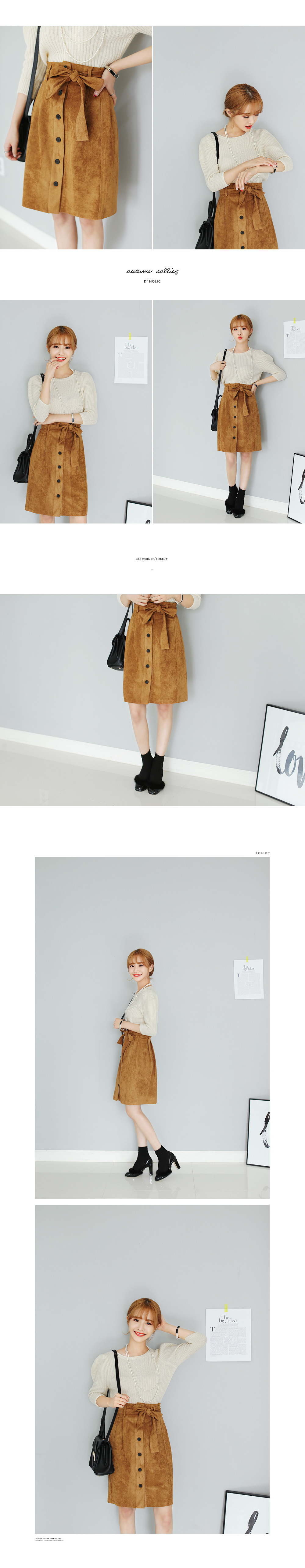 ベルトストラップ付きフロントボタンハイウエストスカート・全3色 | DHOLIC | 詳細画像3