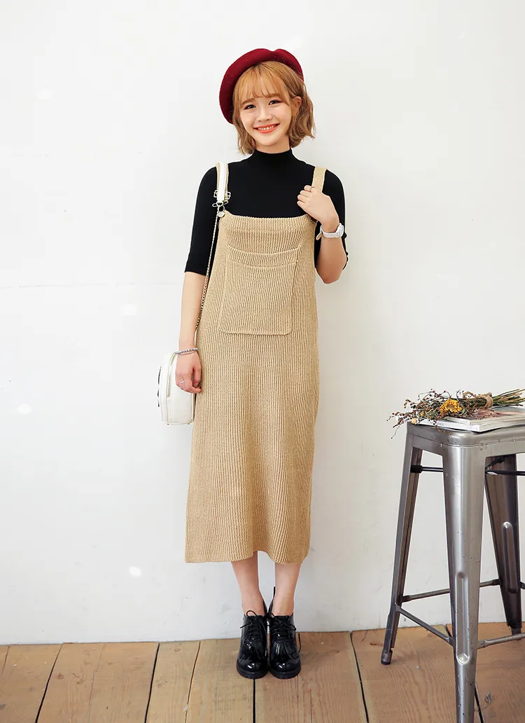 サスペンダーリブニットワンピース・全2色 | DHOLIC | 詳細画像1