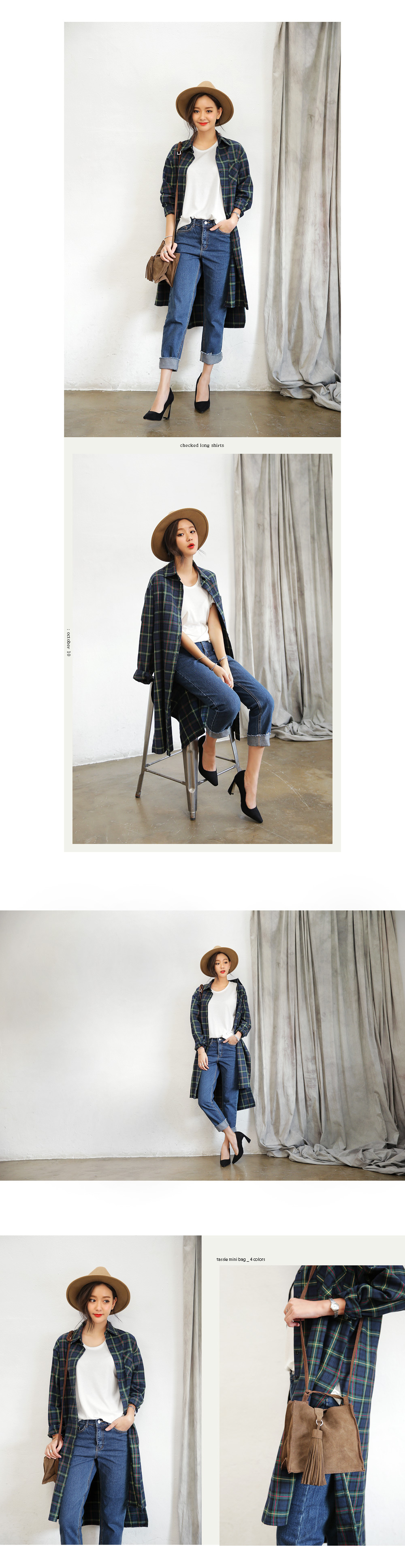 ディープスリットタータンチェックロングシャツ・全2色 | DHOLIC | 詳細画像2