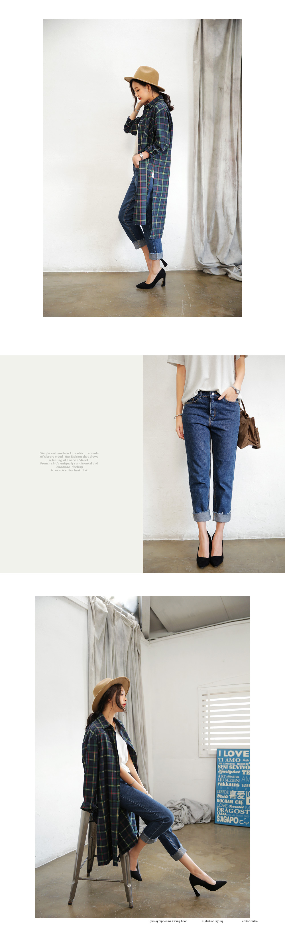 ディープスリットタータンチェックロングシャツ・全2色 | DHOLIC | 詳細画像3