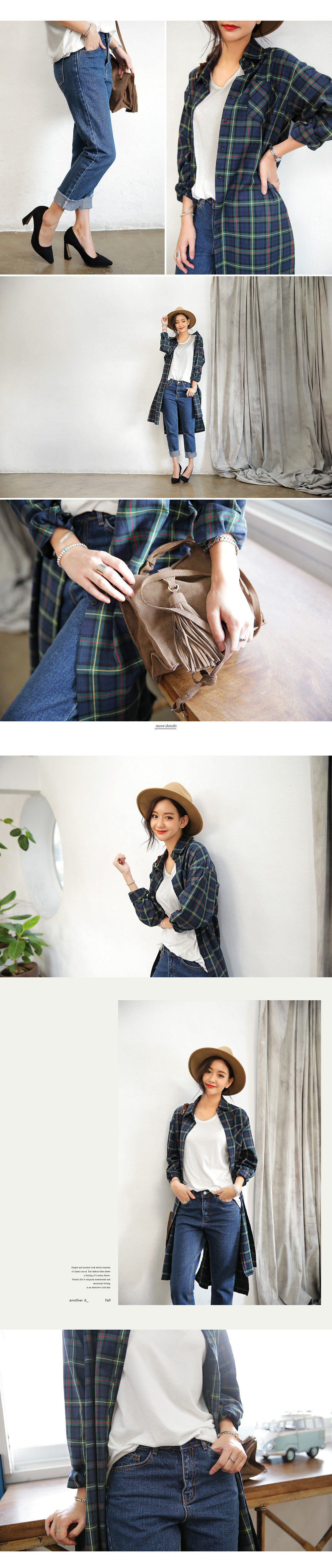ディープスリットタータンチェックロングシャツ・全2色 | DHOLIC | 詳細画像4