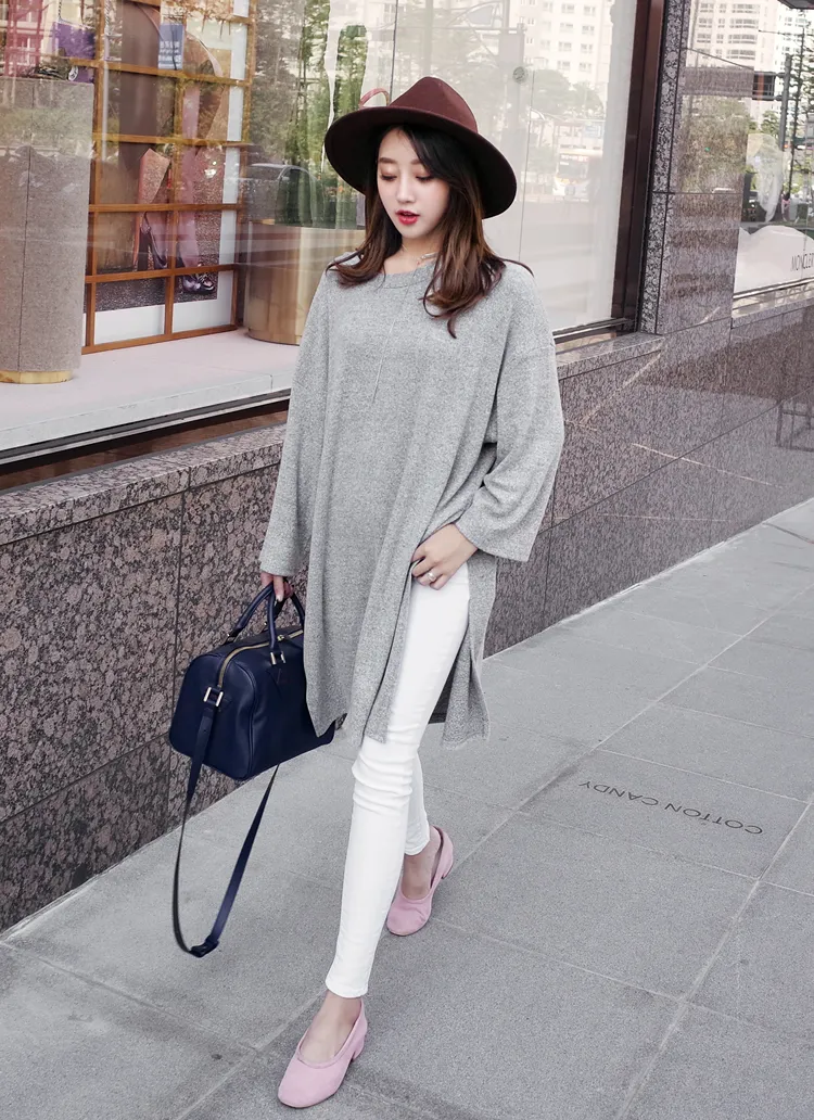 ディープスリットクルーネックリラックスニット・全3色 | DHOLIC | 詳細画像1