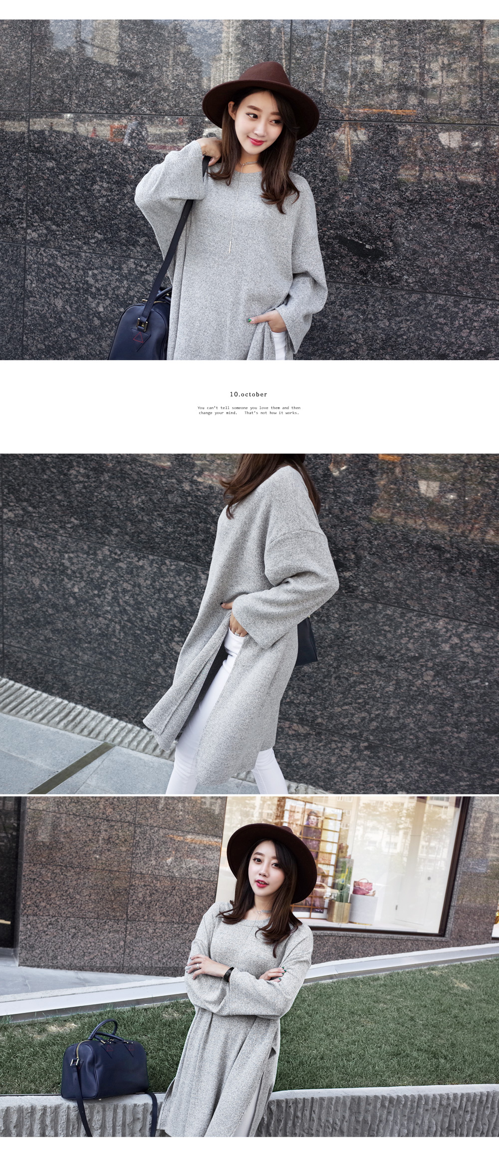 ディープスリットクルーネックリラックスニット・全3色 | DHOLIC | 詳細画像5