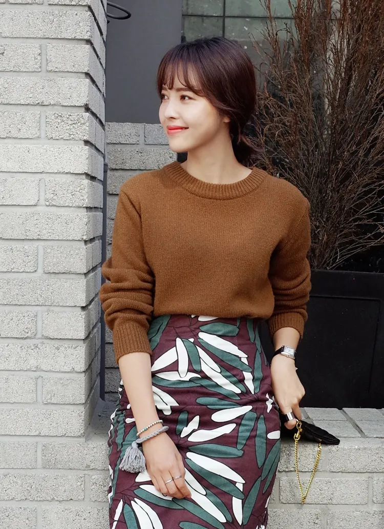 ラウンドネックアンバランス丈ニット・全8色 | DHOLIC | 詳細画像1