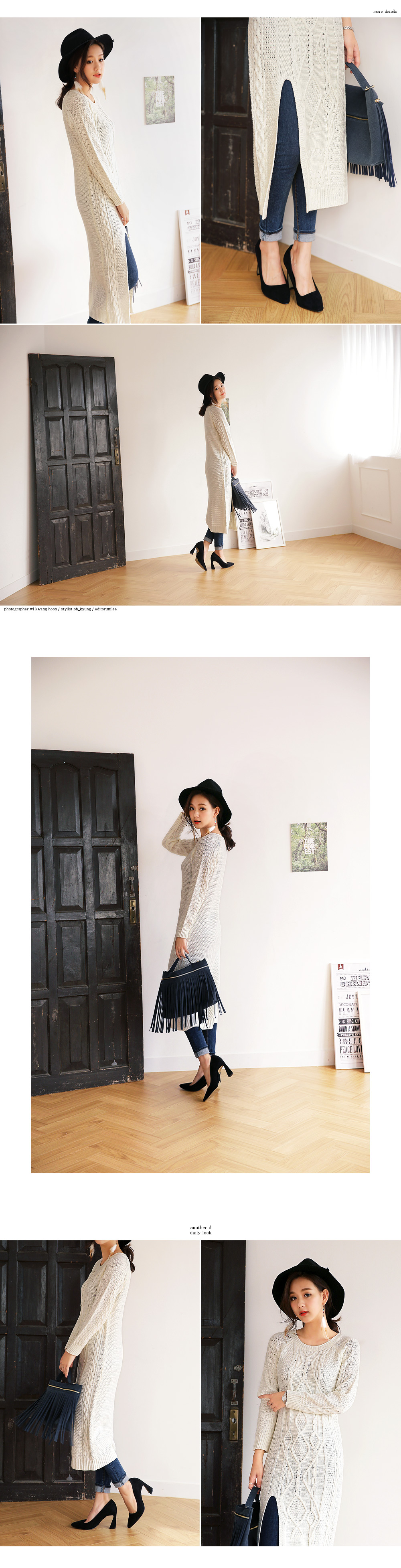 ディープスリットケーブルロングニット・全2色 | DHOLIC | 詳細画像4