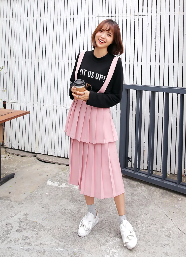 フロントティアードプリーツデザインミモレ丈スカート・全2色 | DHOLIC | 詳細画像1