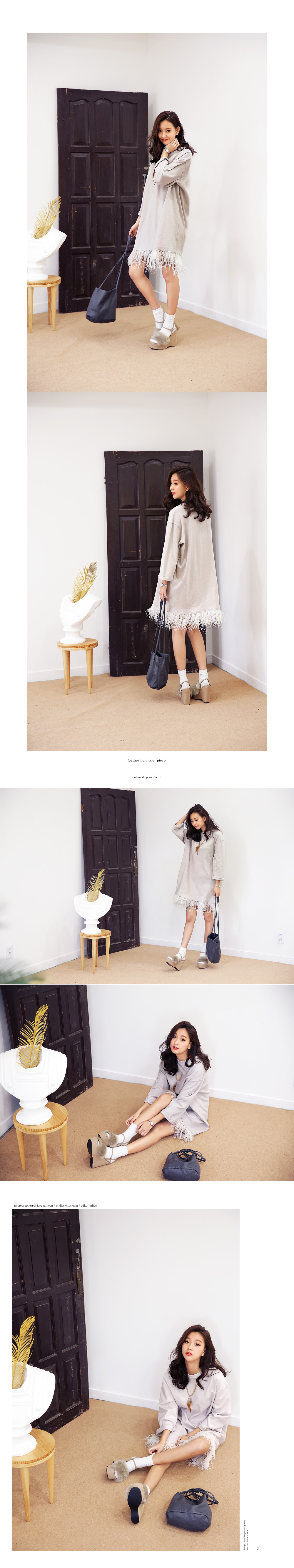 フェイクフェザーヘムワンピース・全2色 | DHOLIC | 詳細画像2