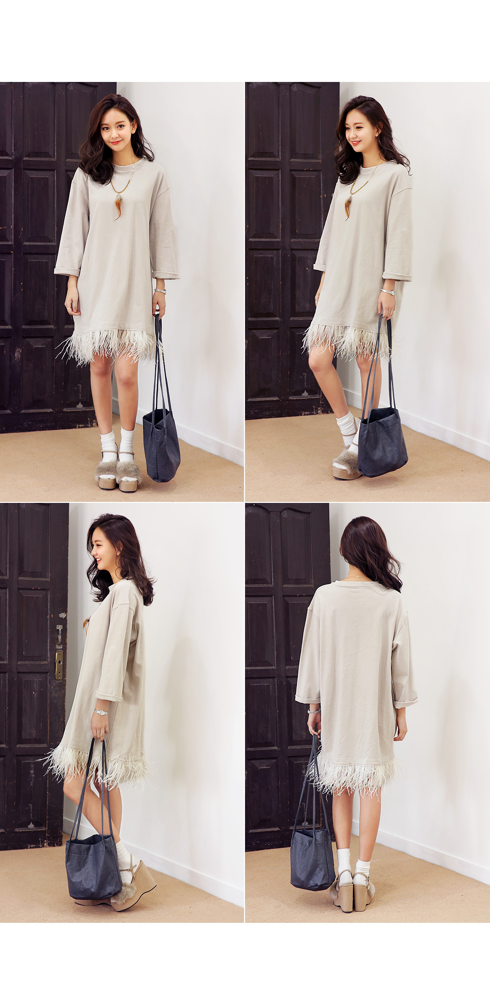 フェイクフェザーヘムワンピース・全2色 | DHOLIC | 詳細画像6