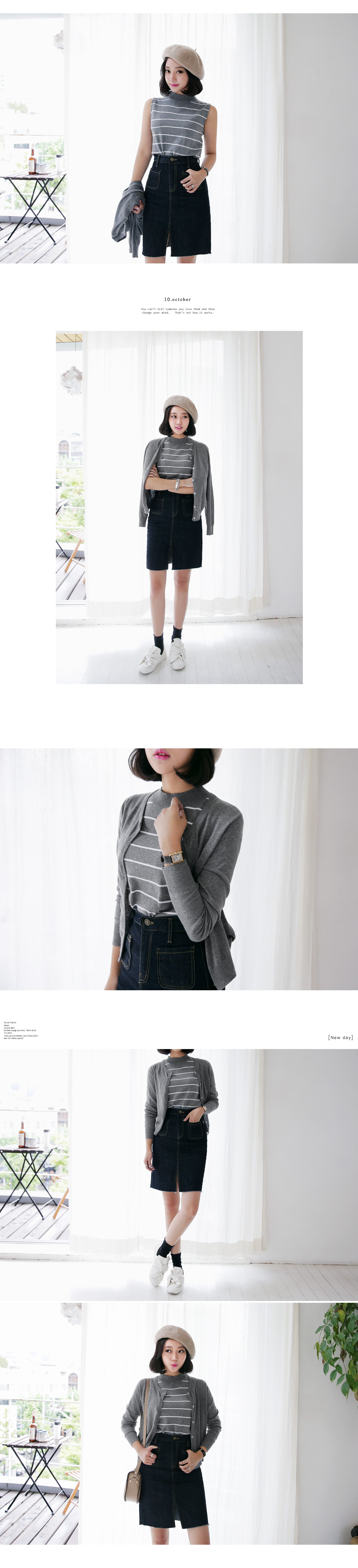 ボーダーニットトップス&ニットカーディガンセット・全2色 | DHOLIC | 詳細画像4