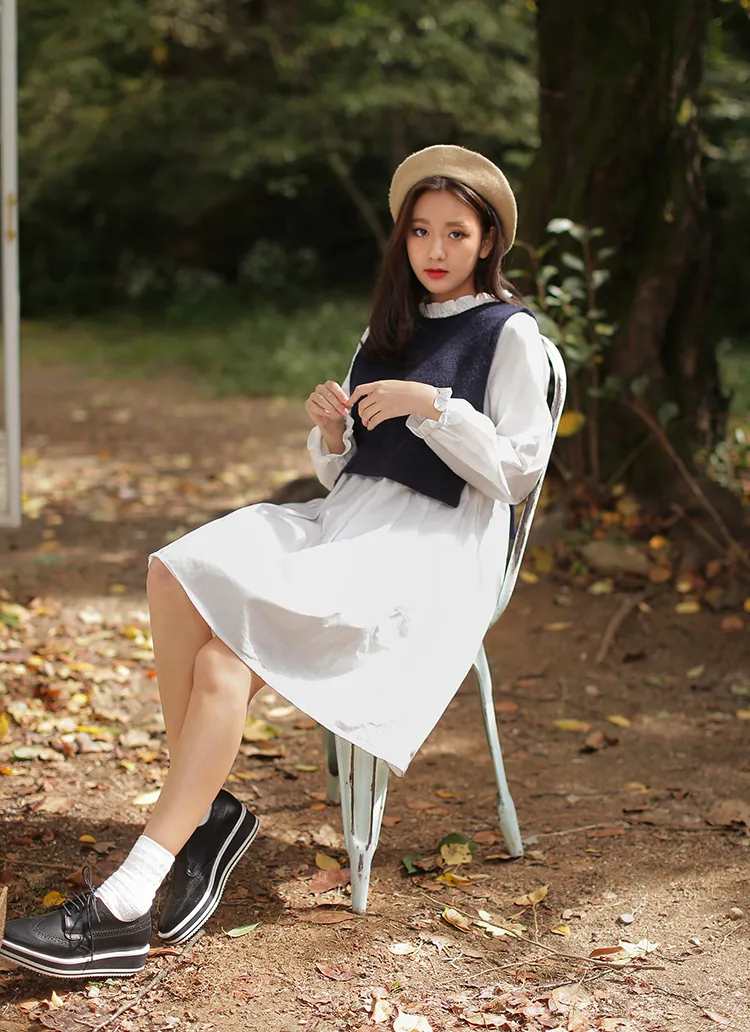 ニットベストレイヤードワンピース・全2色 | DHOLIC | 詳細画像1