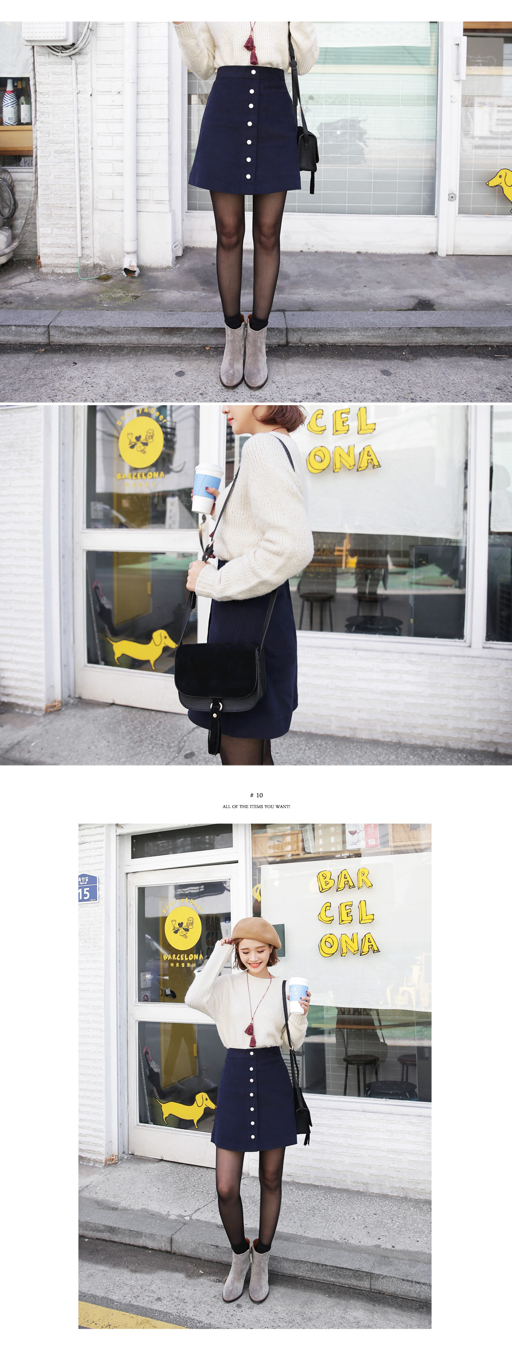 フロントボタンAラインミニマルスカート・全5色 | DHOLIC | 詳細画像2