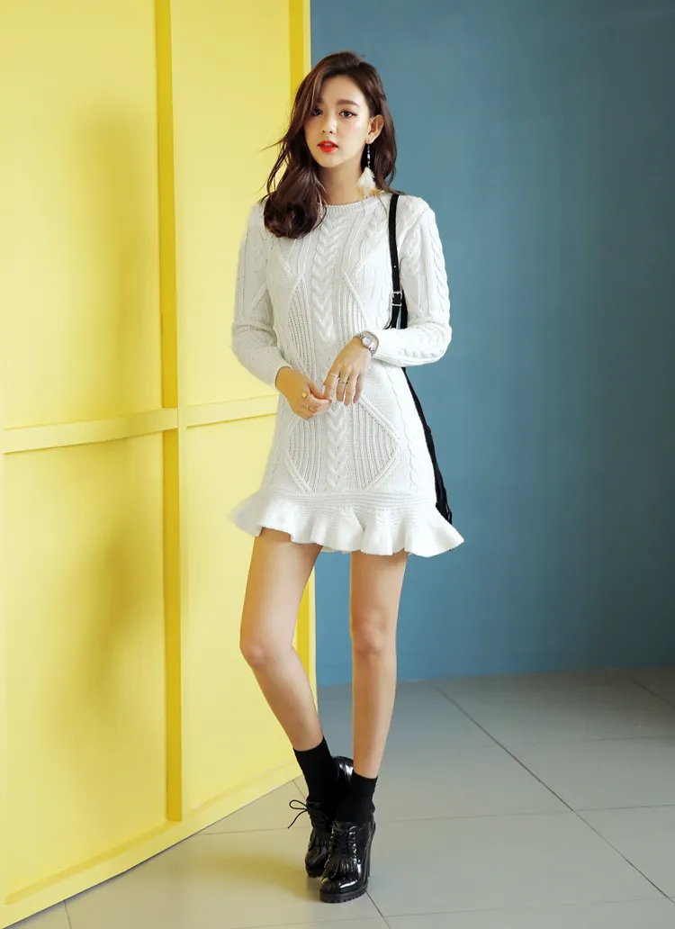 フリルヘムニットワンピース・全3色 | DHOLIC | 詳細画像1