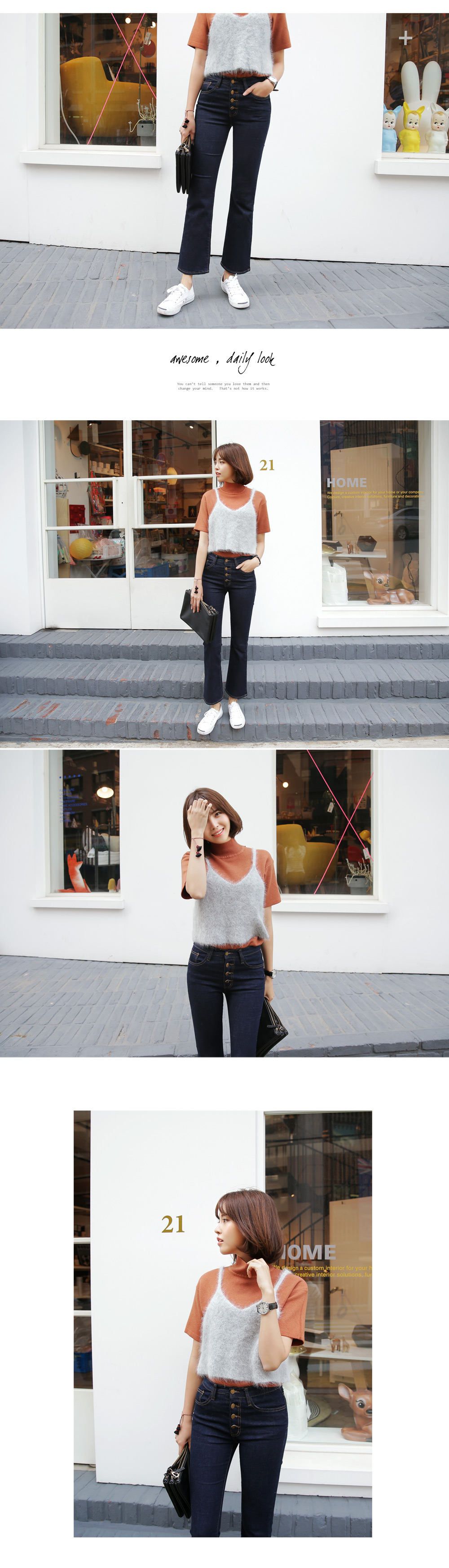 フロントボタンハイウエストブーツカットジーンズ・全1色 | DHOLIC | 詳細画像5