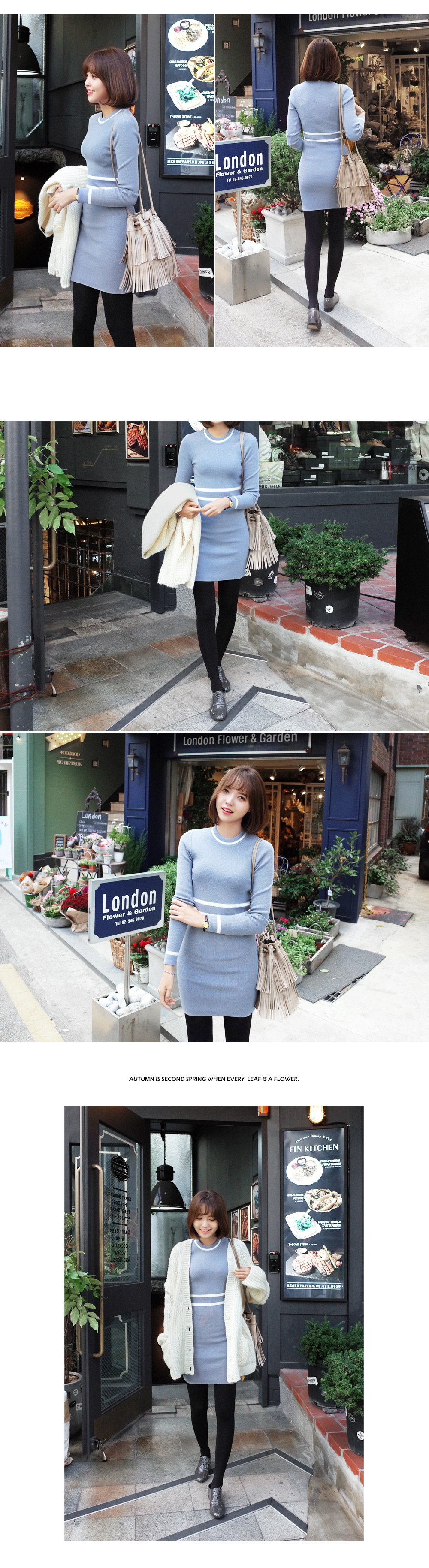 ウエストストライプタイトニットワンピース・全4色 | DHOLIC | 詳細画像4