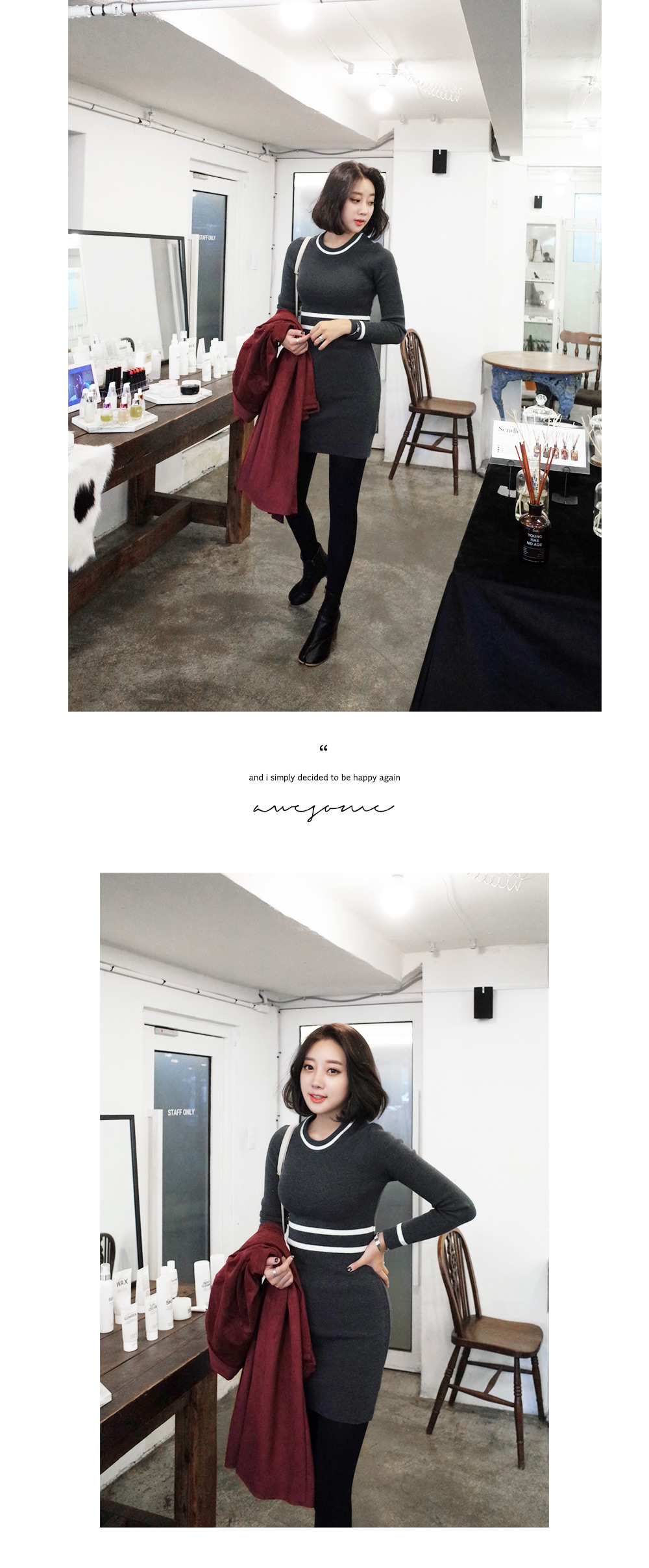 ウエストストライプタイトニットワンピース・全4色 | DHOLIC | 詳細画像9