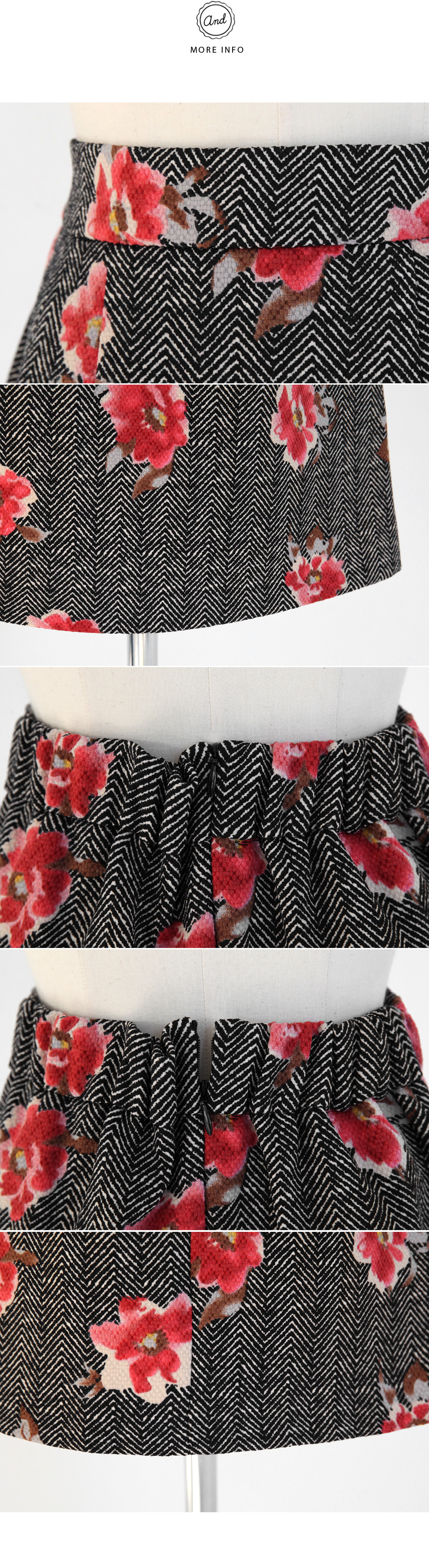 ヘリンボーンフラワーパターンフレアスカート・全2色 | DHOLIC | 詳細画像7