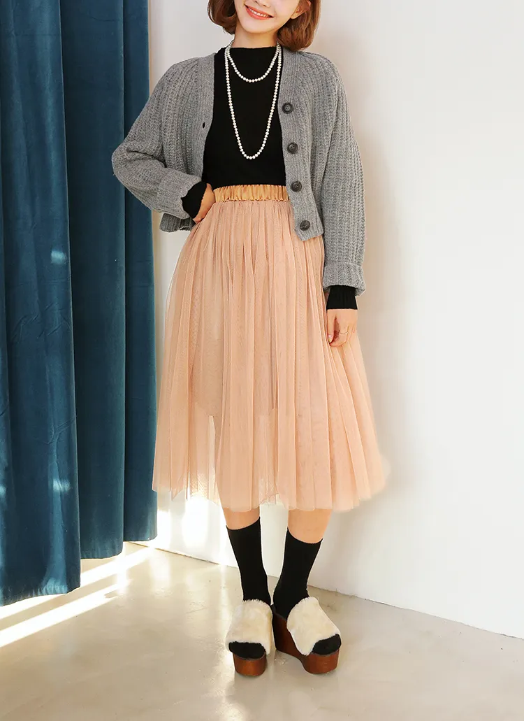 ひざ丈チュールスカート・全4色 | DHOLIC | 詳細画像1