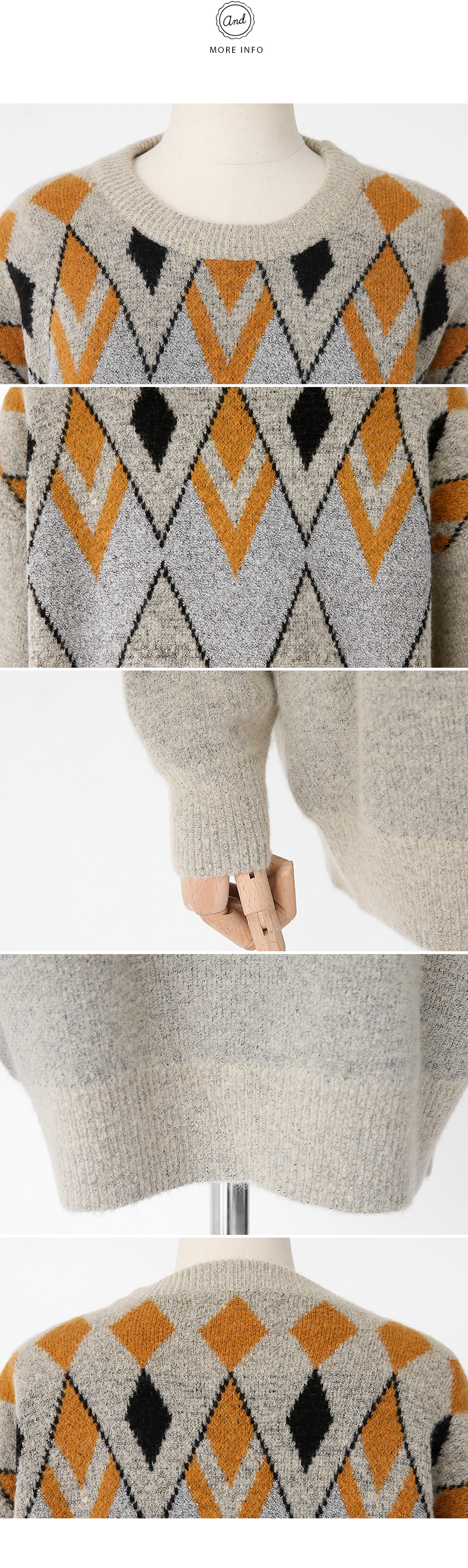 ダイヤモチーフレトロニットプルオーバー・全2色 | DHOLIC | 詳細画像9