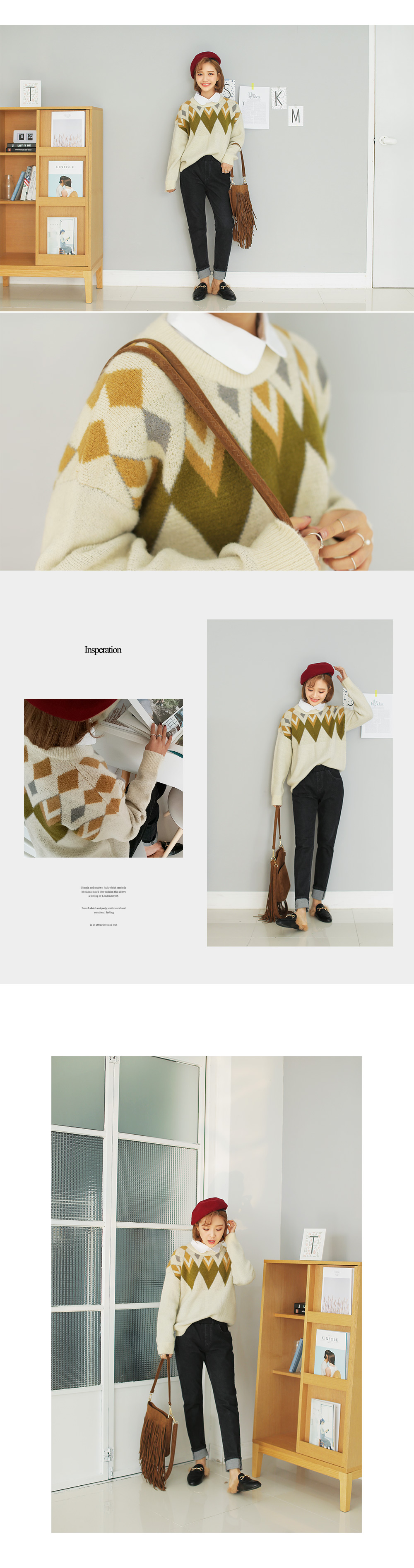 ダイヤモチーフレトロニットプルオーバー・全2色 | DHOLIC | 詳細画像4