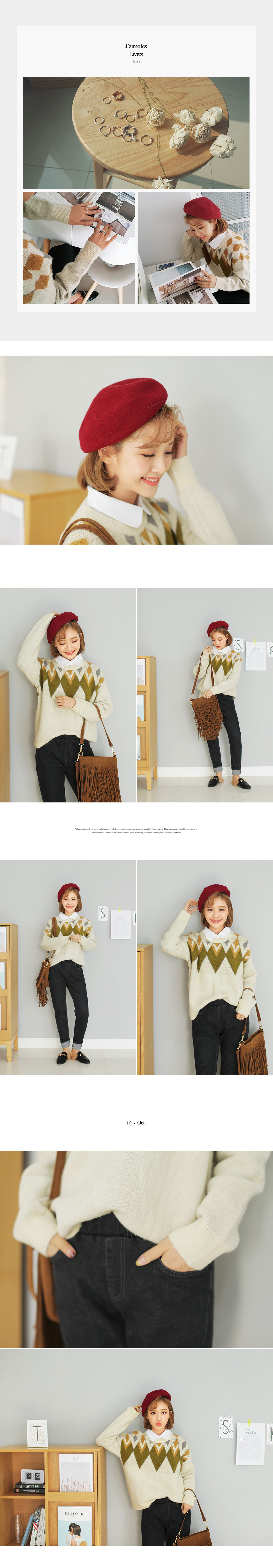 <font color=red><b>**雑誌Seventeen4月号掲載**</b></font>レザーパイピングベレー帽・全4色 | DHOLIC | 詳細画像9