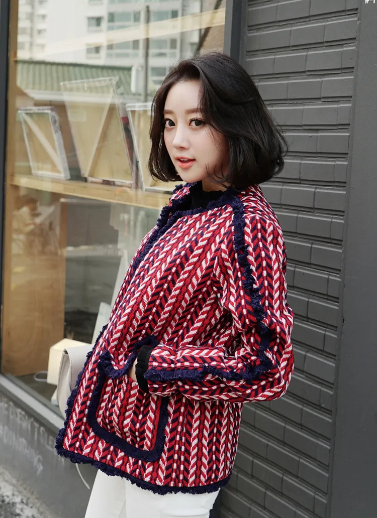 ヘリンボーンパターンフリンジジャケット・全2色 | DHOLIC | 詳細画像1