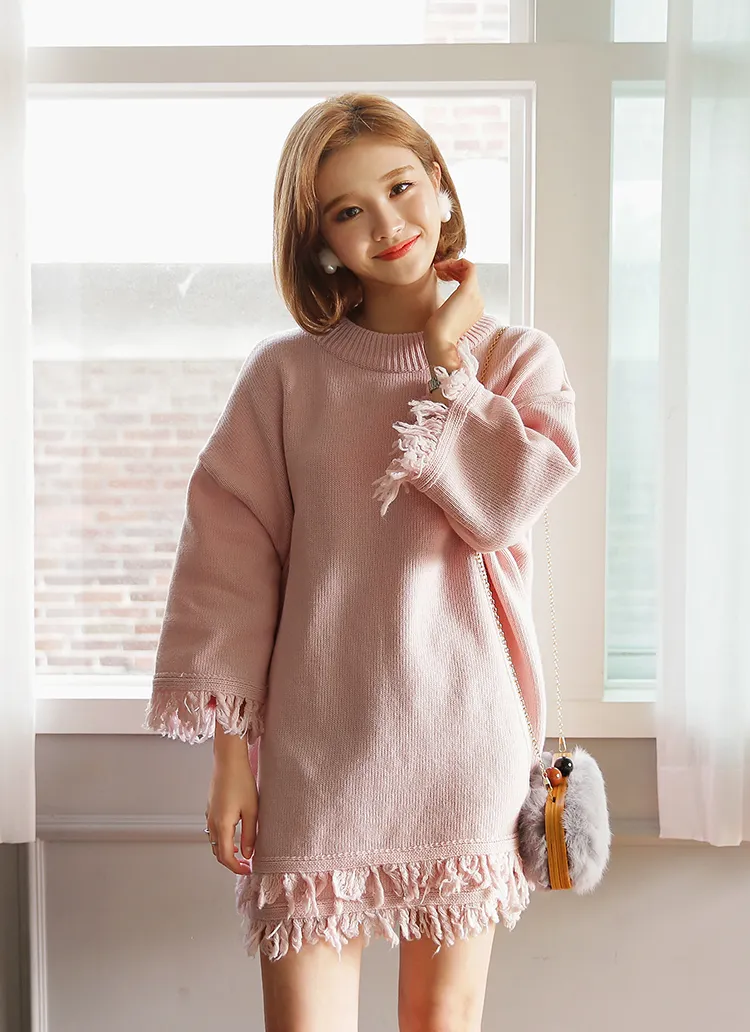 ルーズフィットフリンジミニワンピース・全3色 | DHOLIC | 詳細画像1