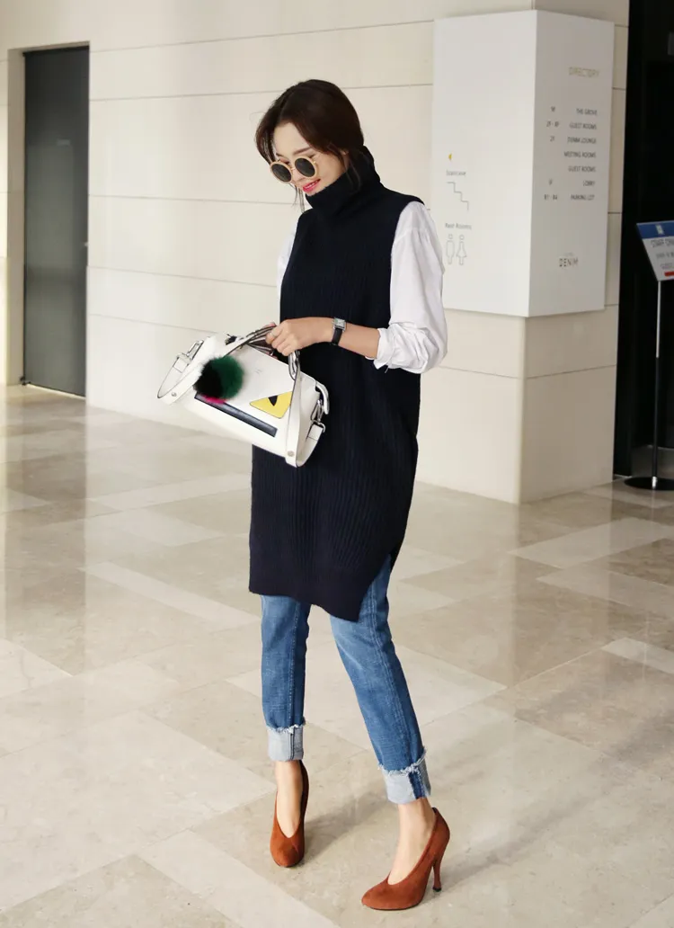 タートルネックロングニットベスト・全3色 | DHOLIC | 詳細画像1