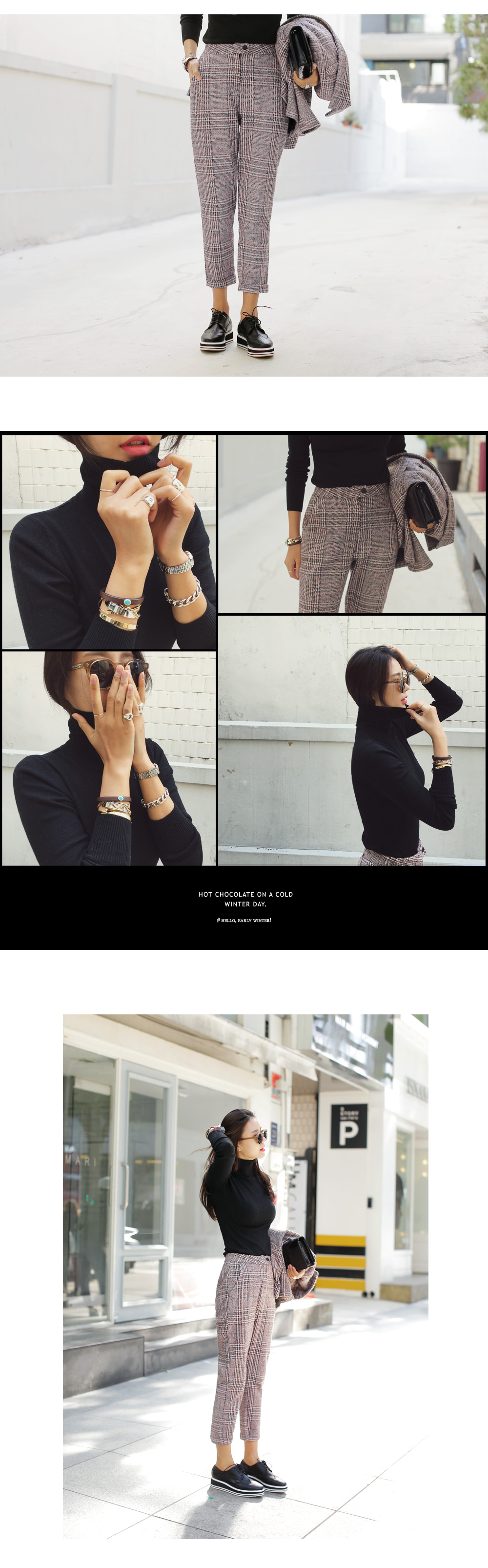 グレンチェックハイウエストスリムスラックス・全2色 | DHOLIC | 詳細画像12