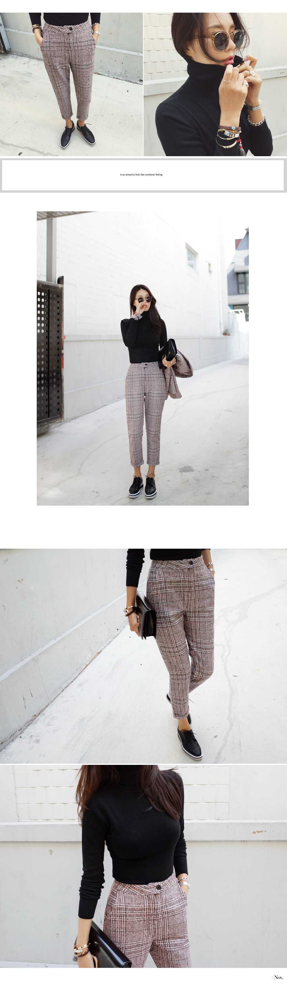 グレンチェックハイウエストスリムスラックス・全2色 | DHOLIC | 詳細画像13