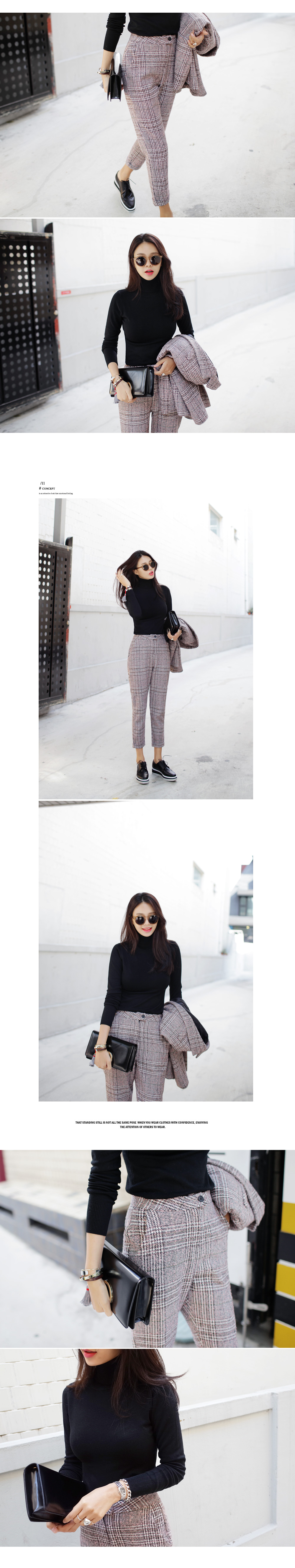 グレンチェックハイウエストスリムスラックス・全2色 | DHOLIC | 詳細画像9