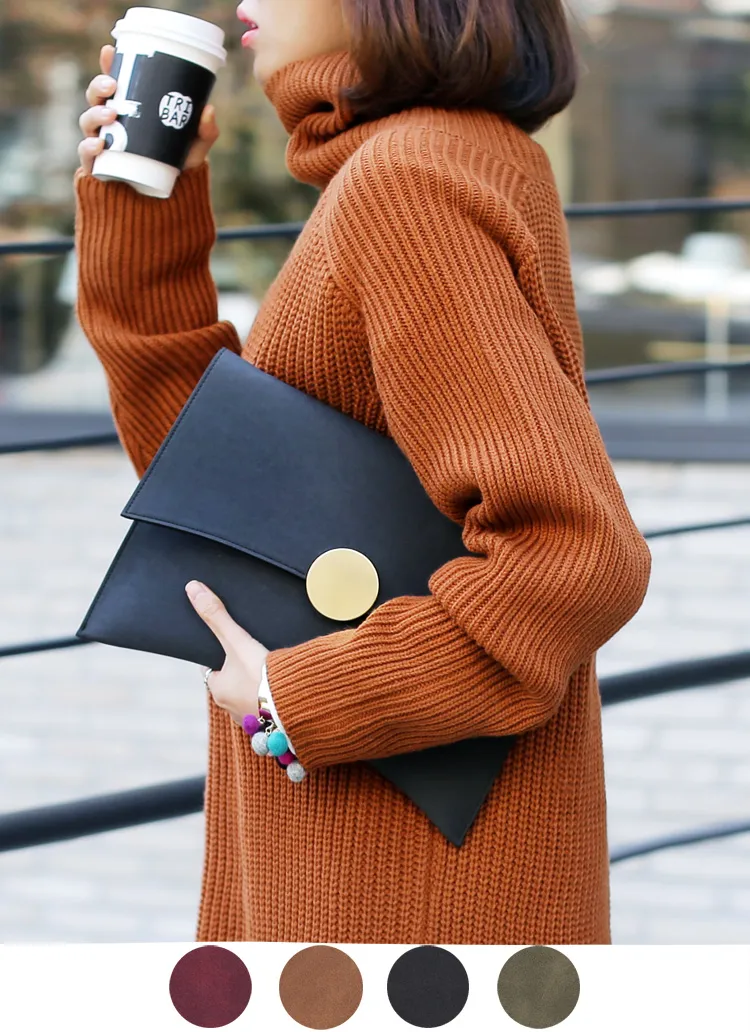 フェイクスエードメタルボタンククラッチバッグ | DHOLIC | 詳細画像1