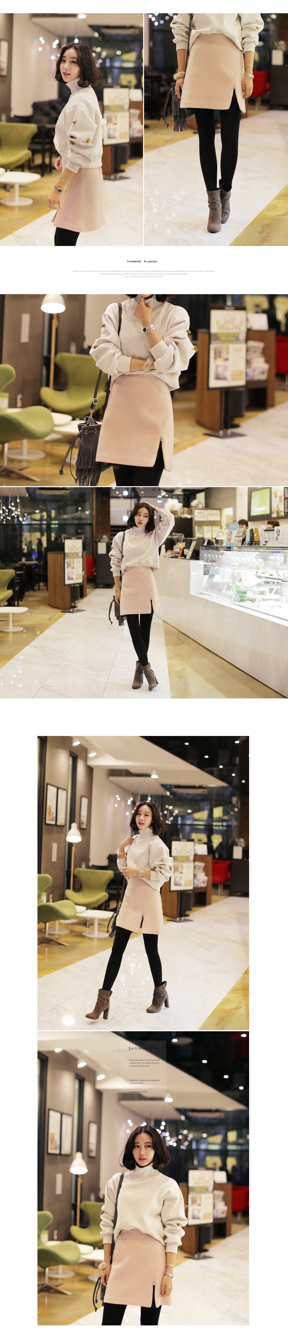 パステルカラーサイドジップスカート・全4色 | DHOLIC | 詳細画像3