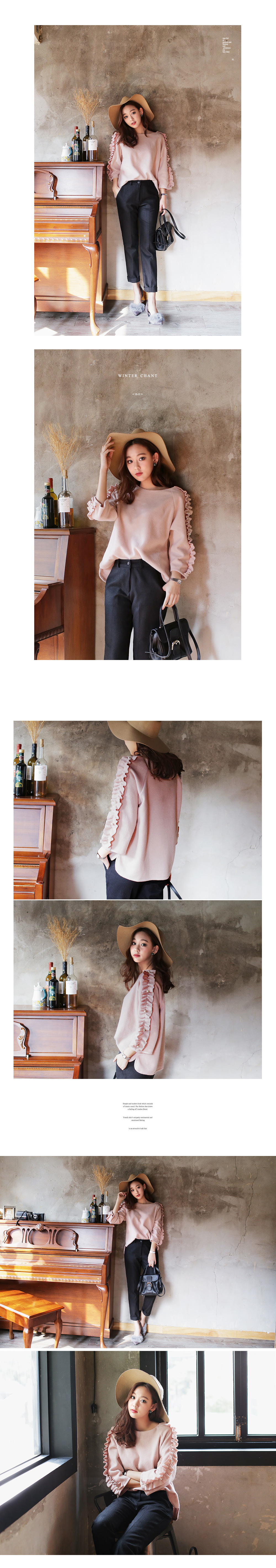 <font color=red><b>**雑誌sweet2月号掲載**</b></font>フリル&パールポイントクルーネックプルオーバー・全3色 | DHOLIC | 詳細画像5