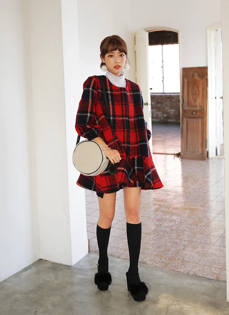 フレアヘムノーカラーチェックコート・全2色 | DHOLIC | 詳細画像1