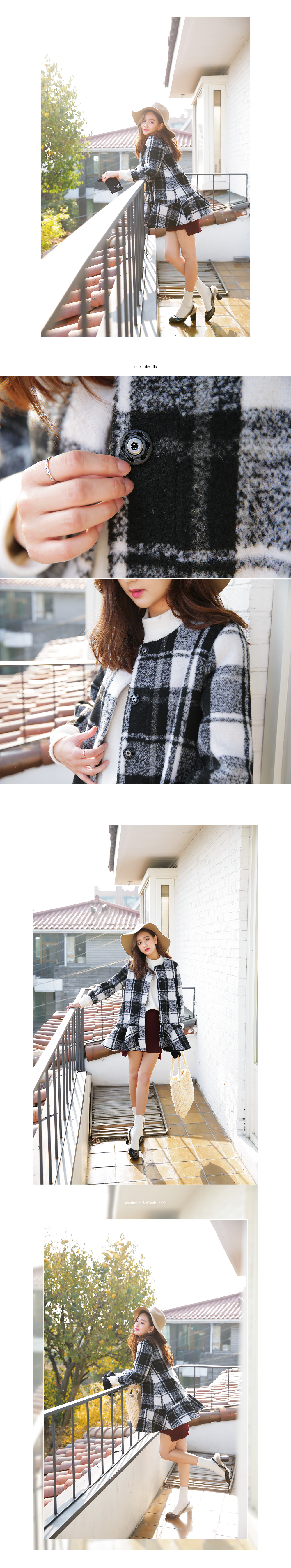 フレアヘムノーカラーチェックコート・全2色 | DHOLIC | 詳細画像4