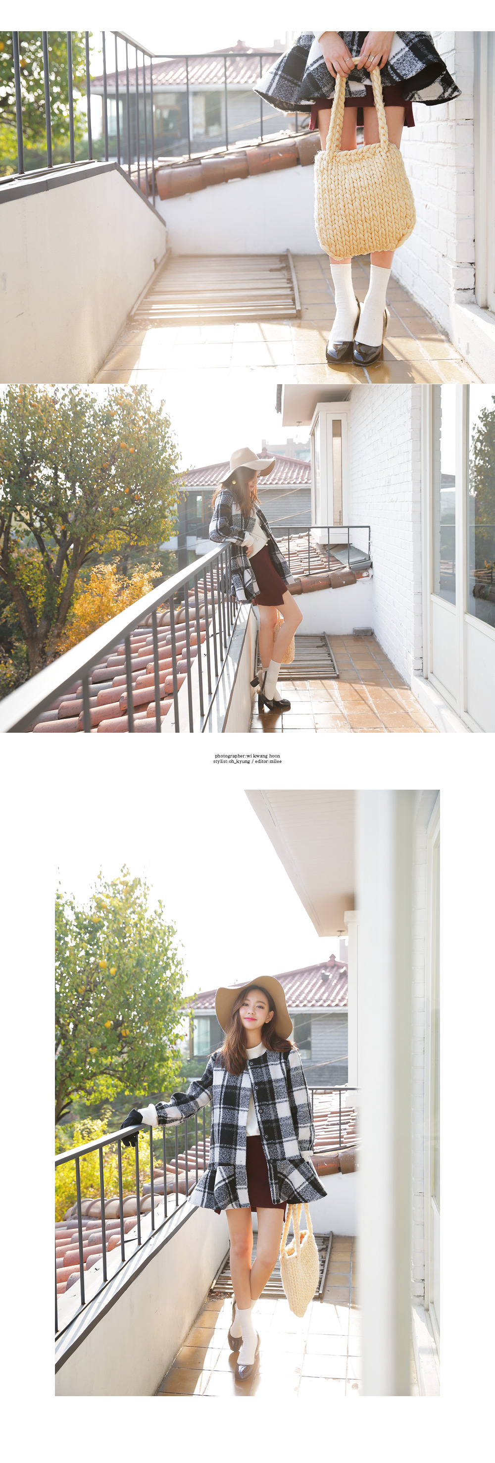 フレアヘムノーカラーチェックコート・全2色 | DHOLIC | 詳細画像5