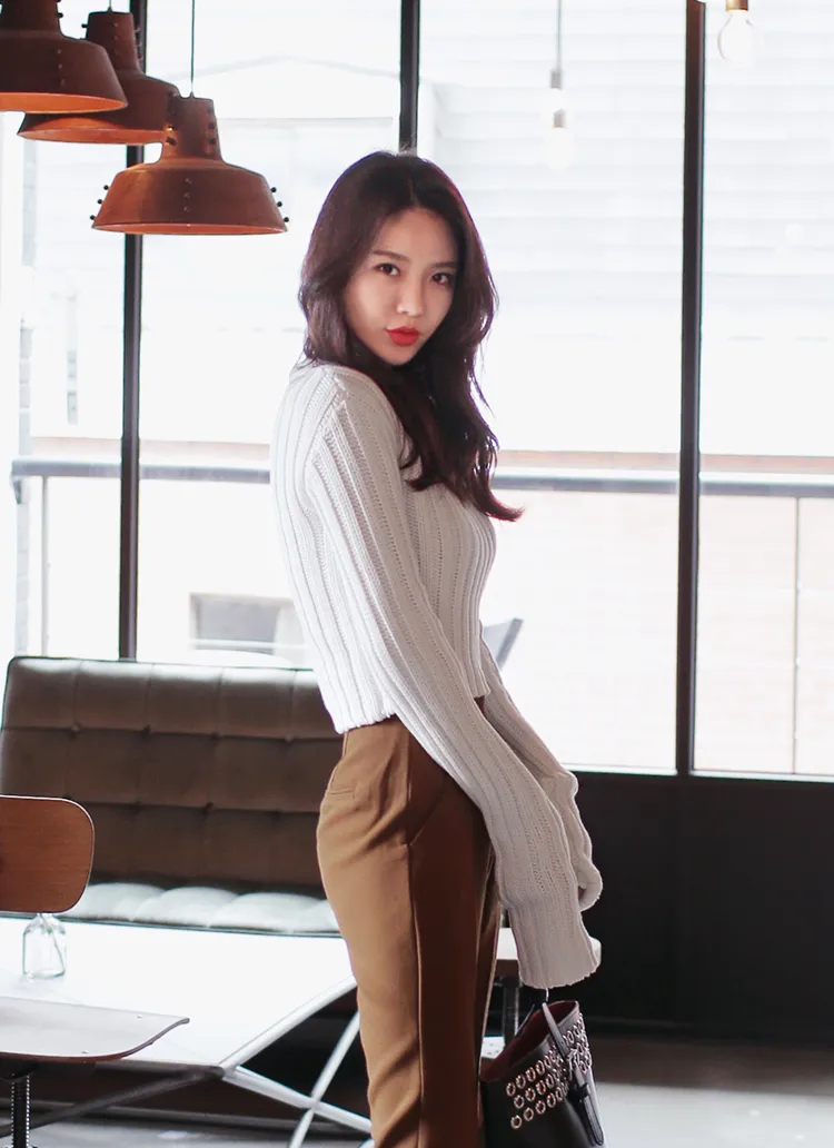 <font color=red><b>**雑誌JELLY2月号掲載**</b></font>ロングスリーブクロップドニットプルオーバー・全6色 | DHOLIC | 詳細画像1