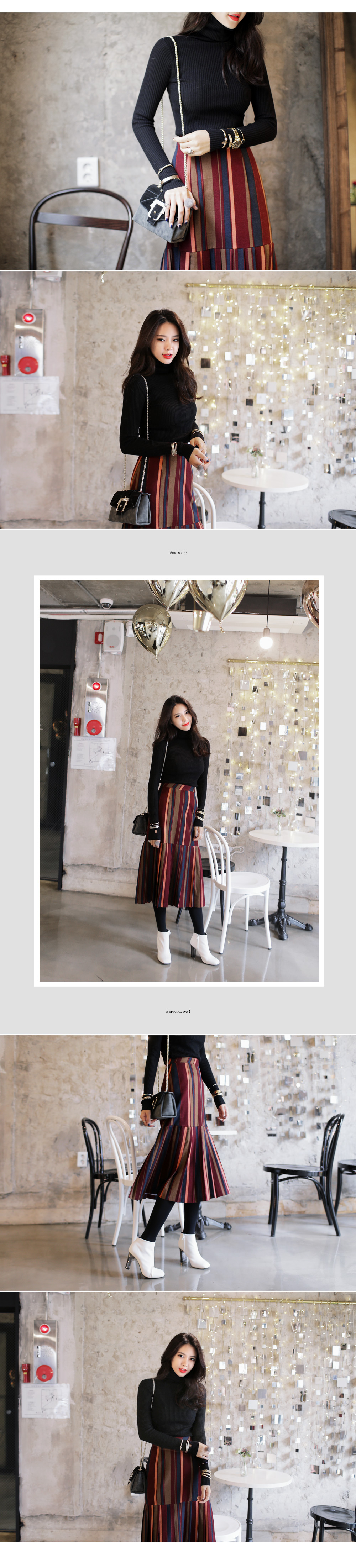 プリーツヘムストライプミディスカート・全2色 | DHOLIC | 詳細画像4