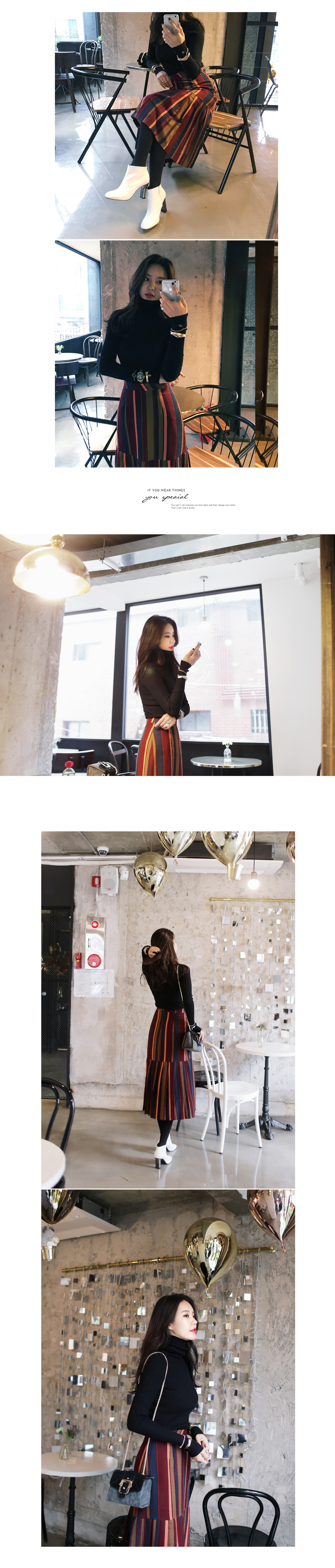 プリーツヘムストライプミディスカート・全2色 | DHOLIC | 詳細画像5