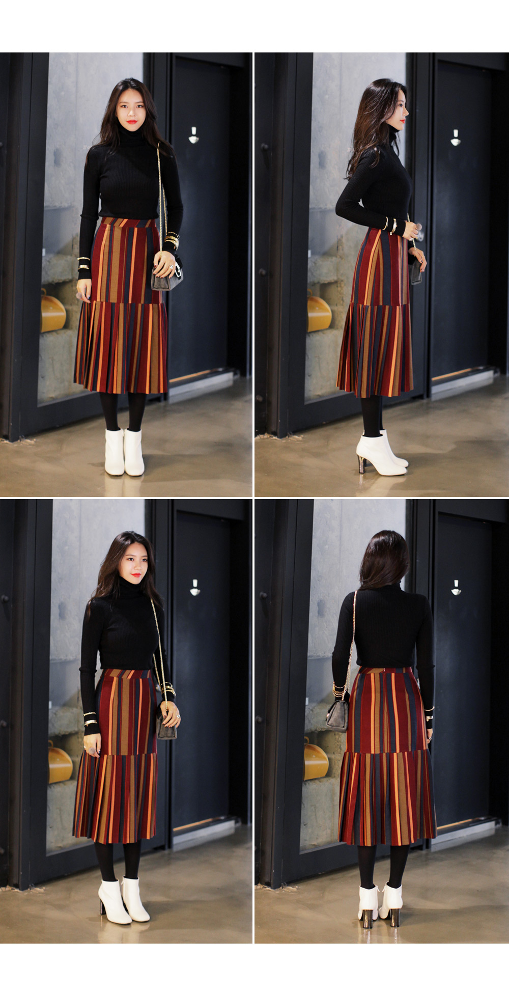 プリーツヘムストライプミディスカート・全2色 | DHOLIC | 詳細画像8