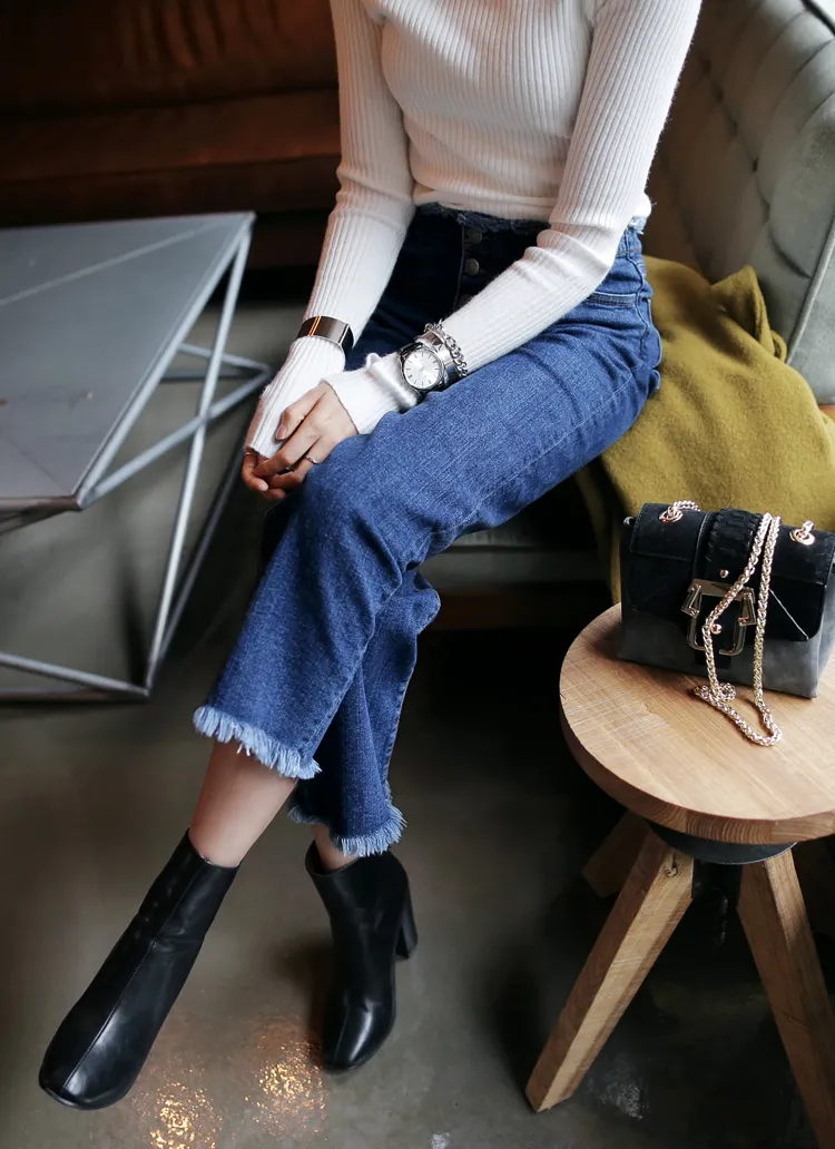 フリンジディテールクロップドストレートパンツ・全4色 | DHOLIC | 詳細画像1